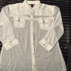 White mesh denim shirt